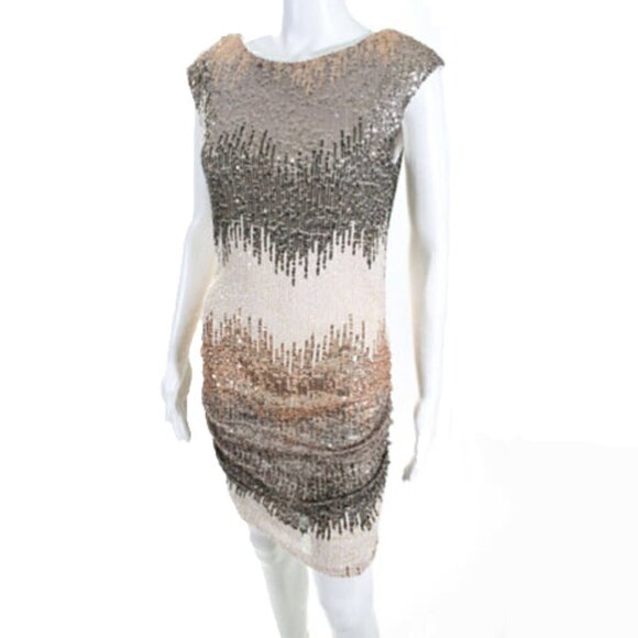 Drew Reversible Sequin Side Ruched Mini Dress S - Picture 3 of 11